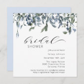 Elegant Dusty Blue Brautparty Einladung (Vorne/Hinten)