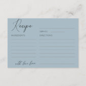 Elegant Dusty Blue Brautparty Rezept Begleitkarte (Rückseite)