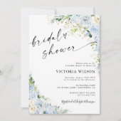 Elegant Dusty Blue Bridal Shower Invitation Einladung (Vorderseite)