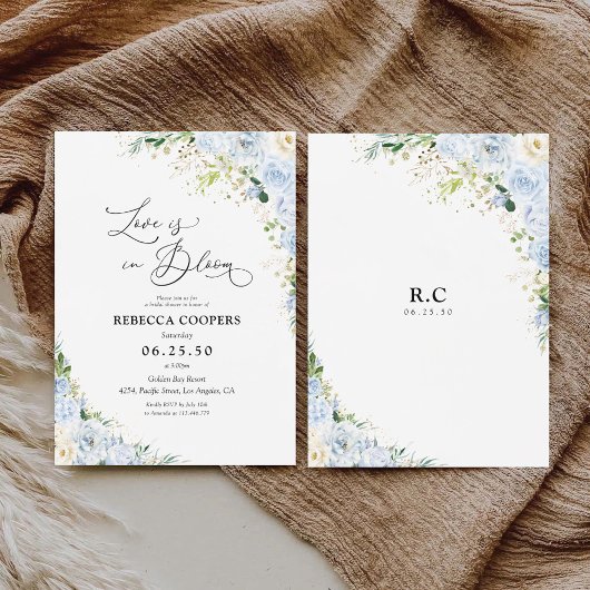 Elegant Dusty Blue Bridal Shower Invitation Einladung