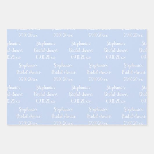 Elegant Dusty Blue Bride Brautparty Geschenkpapier Set (Vorderseite 2)
