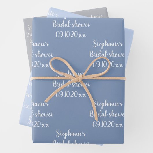 Elegant Dusty Blue Bride Brautparty Geschenkpapier Set (Beispiel)