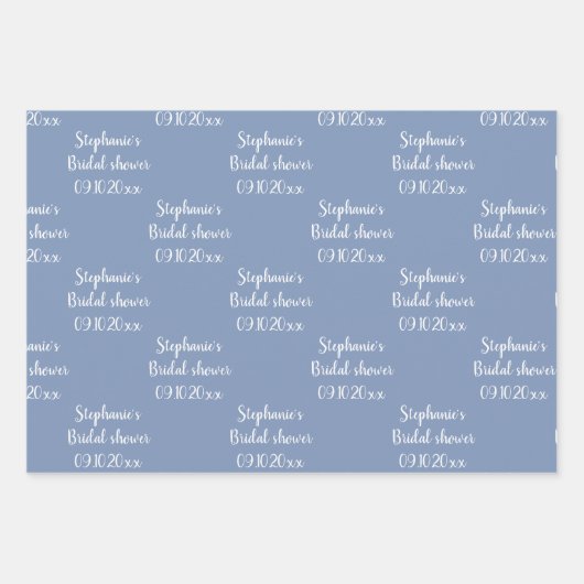 Elegant Dusty Blue Bride Brautparty Geschenkpapier Set (Vorderseite)