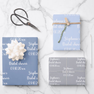 Elegant Dusty Blue Bride Brautparty Geschenkpapier Set