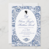 Elegant Dusty Blue Bridgerton Wedding Einladung (Vorderseite)