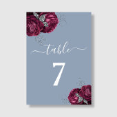 Elegant Dusty Blue Burgundy Floral Tischnummer