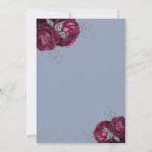 Elegant Dusty Blue Burgundy Floral Wedding Einladung (Rückseite)