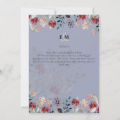 Elegant Dusty Blue Burgundy Floral Wedding Einladung (Rückseite)