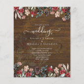 Elegant Dusty Blue Burgundy Floral Wedding Flyer (Vorne)