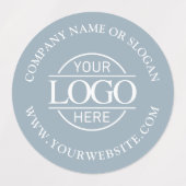 Elegant Dusty Blue Business Logo Promotional Etiketten (Design 1)