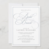 Elegant Dusty Blue Calligraphy Bridal Brunch Einladung (Vorderseite)