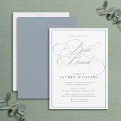 Elegant Dusty Blue Calligraphy Bridal Brunch Einladung