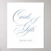 Elegant Dusty Blue Calligraphy Cards & Gifts Poster (Vorne)