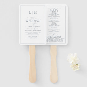 Elegant Dusty Blue Calligraphy Monogram Program Fächer