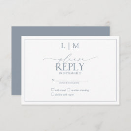 Elegant Dusty Blue Calligraphy Monogram UAWG RSVP Karte