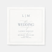 Elegant Dusty Blue Calligraphy Monogram Wedding Serviette (Vorderseite)
