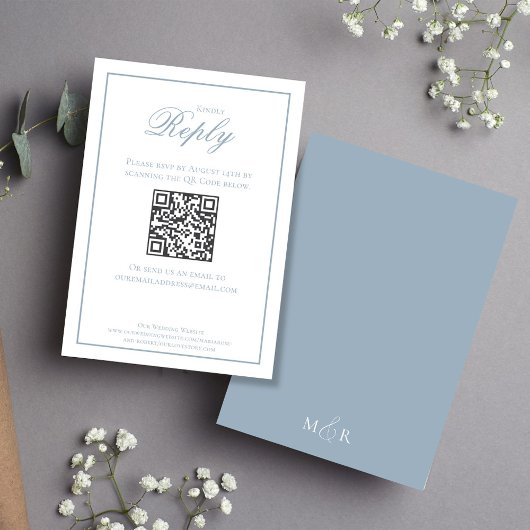 Elegant Dusty Blue Calligraphy Script UAWG RSVP Karte