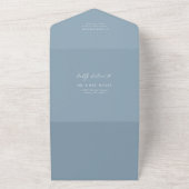 Elegant Dusty Blue Calligraphy Wedding All In One Einladung (Außenbereich)