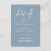 Elegant Dusty Blue Calligraphy Wedding Details Begleitkarte (Vorderseite)
