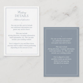 Elegant Dusty Blue Calligraphy Wedding Details Begleitkarte
