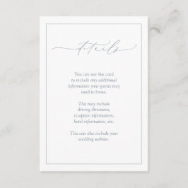 Elegant Dusty Blue Calligraphy Wedding Details Begleitkarte