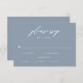 Elegant Dusty Blue Calligraphy Wedding RSVP Card Einladung (Vorne/Hinten)
