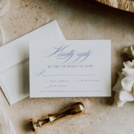 Elegant Dusty Blue Calligraphy Wedding RSVP Karte