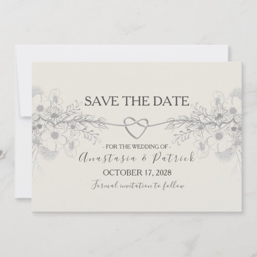 Elegant Dusty Blue Calligraphy Wedding Save The Date (Vorderseite)