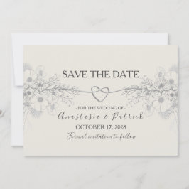 Elegant Dusty Blue Calligraphy Wedding Save The Date