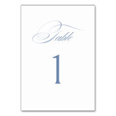 Elegant Dusty Blue Calligraphy Wedding Tischnummer (Vorderseite)