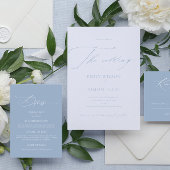 Elegant Dusty Blue CalligraphyWedding Details Card Begleitkarte