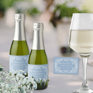 Elegant Dusty Blue Chic Cheers Stilvolle Hochzeit Schaumweinetikett
