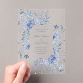 Elegant Dusty Blue Chinoiserie Blumenzwiebelblume Acryleinladungen (Insitu (Handheld))