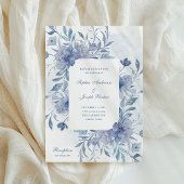 Elegant Dusty Blue Chinoiserie Blumenzwiebelblume Einladung