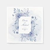 Elegant Dusty Blue Chinoiserie Blumenzwiebelblume Serviette (Vorderseite)