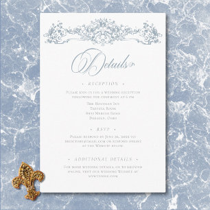 Elegant Dusty Blue Chinoiserie Cherub Wedding Begleitkarte