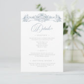 Elegant Dusty Blue Chinoiserie Cherub Wedding Begleitkarte (Stehend Vorderseite)
