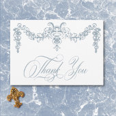 Elegant Dusty Blue Chinoiserie Cherub Wedding Dankeskarte