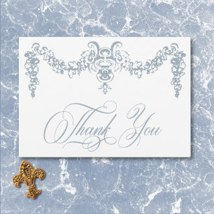 Elegant Dusty Blue Chinoiserie Cherub Wedding Dankeskarte