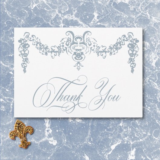 Elegant Dusty Blue Chinoiserie Cherub Wedding Dankeskarte
