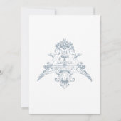 Elegant Dusty Blue Chinoiserie Cherub Wedding Einladung (Rückseite)