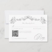 Elegant Dusty Blue Chinoiserie Cherub Wedding QR RSVP Karte (Vorderseite)