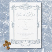 Elegant Dusty Blue Chinoiserie Cherub Wedding Save The Date
