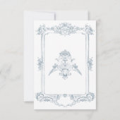 Elegant Dusty Blue Chinoiserie Cherub Wedding Save The Date (Rückseite)