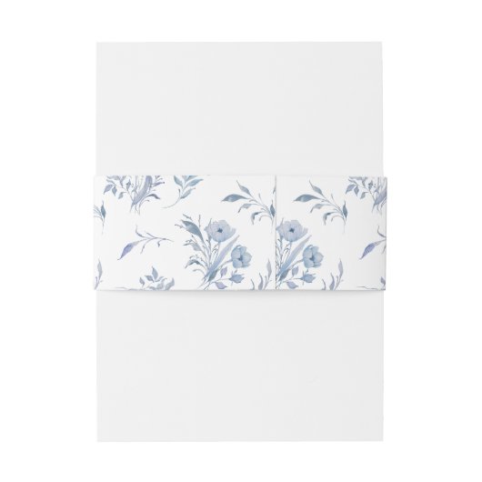 Elegant Dusty Blue Chinoiserie Einladungsbanderole (Rückseitenbeispiel)