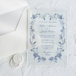 Elegant Dusty Blue Chinoiserie Wedding Acryleinladungen