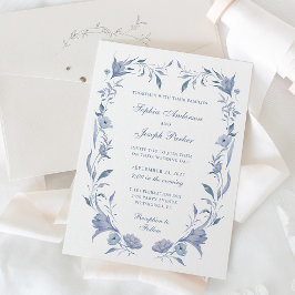 Elegant Dusty Blue Chinoiserie Wedding Einladung