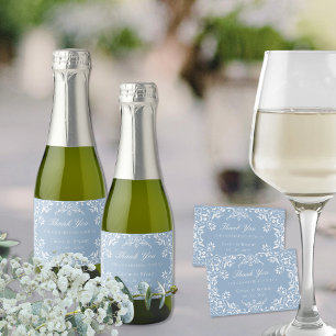 Elegant Dusty Blue Chinoiserie Wedding Vielen Dank Schaumweinetikett