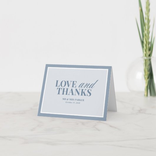Elegant Dusty Blue | Classic Luxe Wedding Dankeskarte (Vorderseite)
