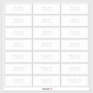 Elegant Dusty Blue Classic Script Guest Address Aufkleber